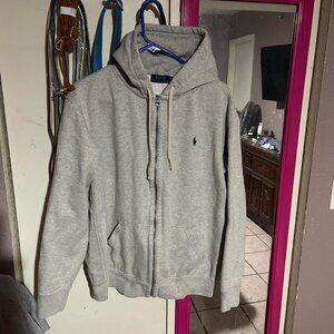 Grey polo Ralph Lauren zip up hoodie